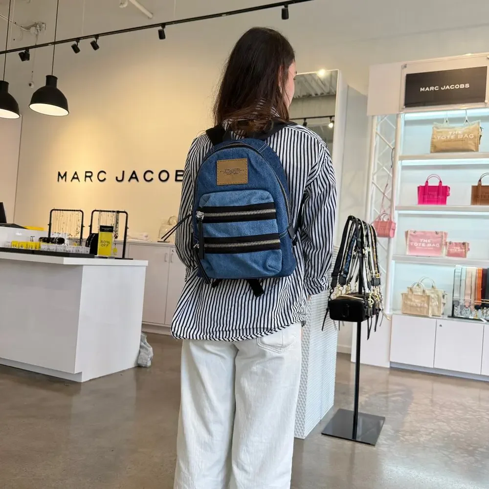 MARC JACOBS Unisex The Biker Colorblock Denim Medium Backpack